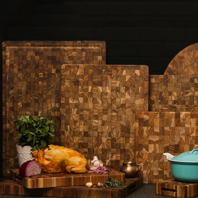 Teakhaus | Butcher Block Rectangle Cutting Board - With Juice Canal Small 12 x 16 Inches