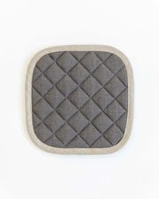 MagicLinen - Linen pot-holder in Charcoal gray, featuring quilted detailing and a hanging loop, designed for heat protection and style in the kitchen.