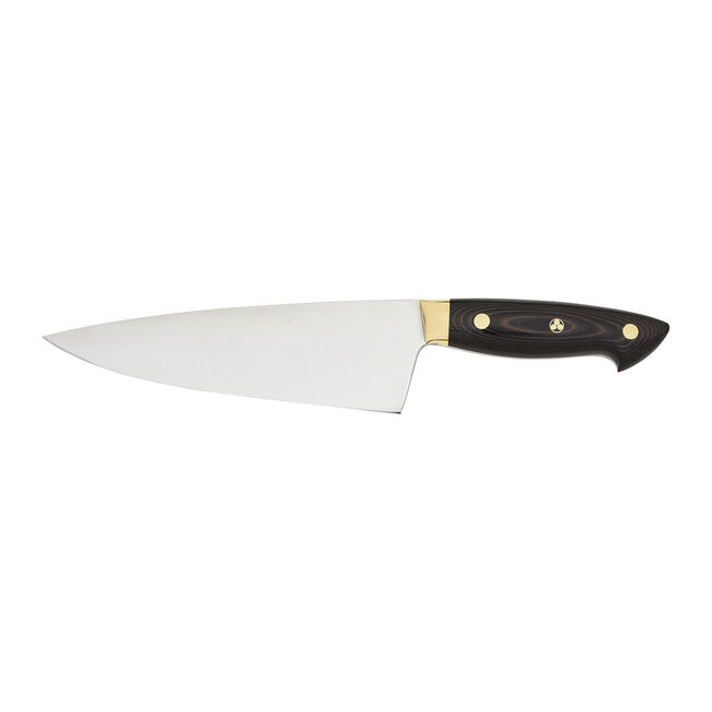 Zwilling | Carbon Knife Series - 8 Inches Chef's Knife displayed on a wooden surface, showcasing its sharp blade and ergonomic handle, ideal for professional and home chefs.