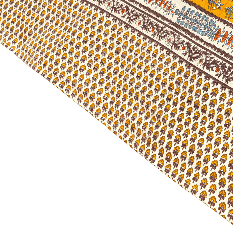 Couleur Nature - Provence Avignon Dijon & Blue Tablecloth: 71 x 106, featuring a hand-printed floral motif and decorative edge, embodying French elegance and artisanal craftsmanship.