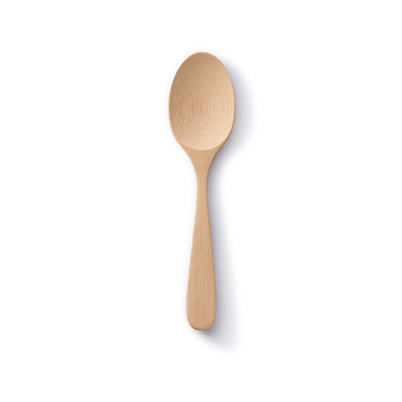 bambu® - Bamboo Serving Spoon, crafted from FSC-certified bamboo, lies flat on a white background, showcasing its smooth finish and modern design, ideal for versatile kitchen use.