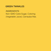 Supernatural - Twinkles Sanding Sugar: Ruby Red label showcasing ingredients and product highlights like non-GMO, vegan, and kosher. Ideal for enhancing baking with shimmering sugar.
