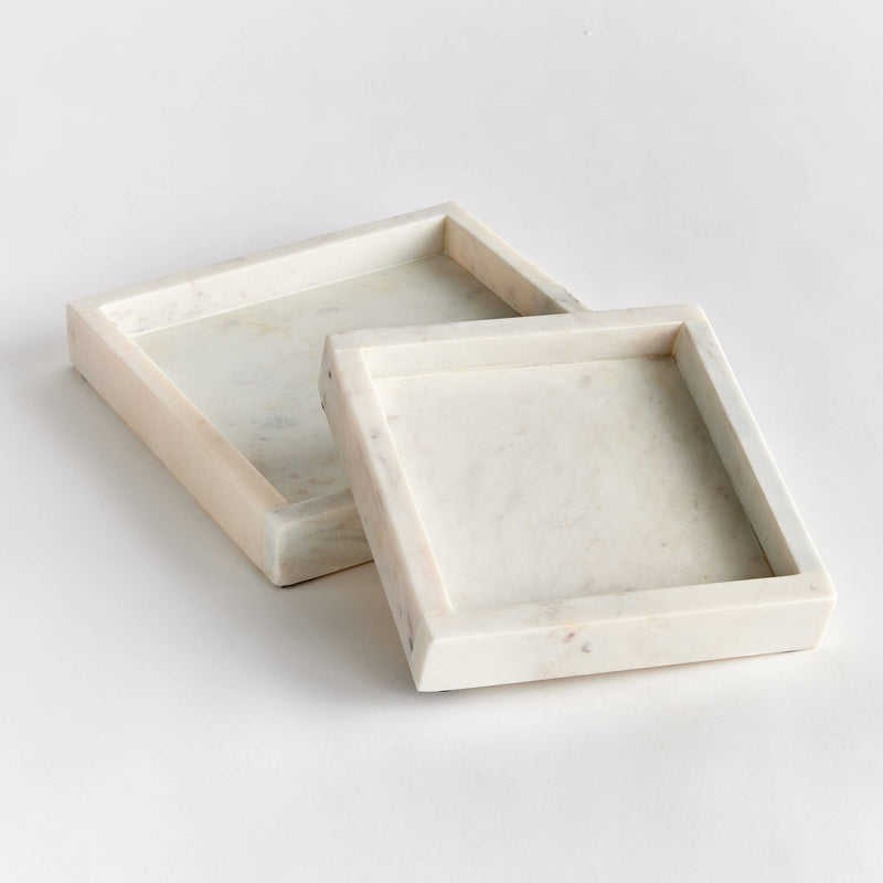 Napa Home & Garden | Amani Square Marble Trays Small - Set of 2, ideal for serving pastries or elegantly displaying decor in any room.