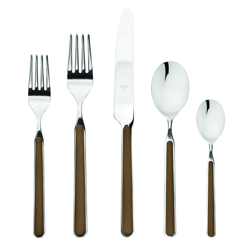 Mepra SPA - Place Set 5 Pcs Fantasia: Light Blue, featuring high-quality stainless steel and resin utensils, perfect for elegant dining.