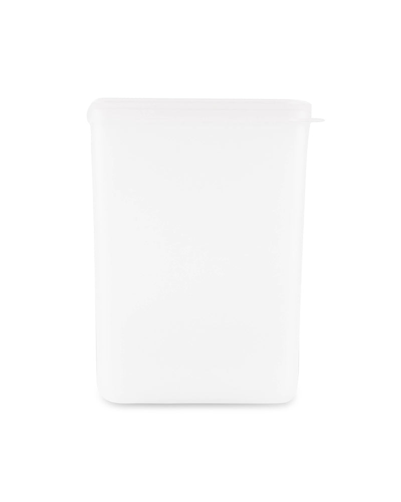 W&P - Freezer Cube Storage Containers: Set of 3, stackable white plastic containers with lids for efficient freezing and storing of various food portions.