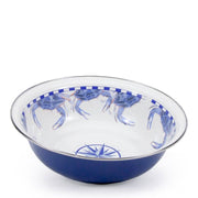 Golden Rabbit Home - Blue Crab Serving Basin, a 4 qt porcelain enamel bowl with a crab design, ideal for stylish meal presentations from Athens Cooks.