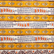 Couleur Nature - Avignon Napkins Dijon & Blue, Set of 6, featuring hand-printed botanical patterns with golden-mustard and off-white stripes, adding French elegance to any dining setting.