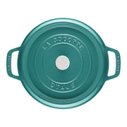 Staub | Round Cocottes - 4 qt Turquoise, enameled cast-iron pot with lid, ideal for braising and stews, features self-basting spikes for moist, flavorful cooking.
