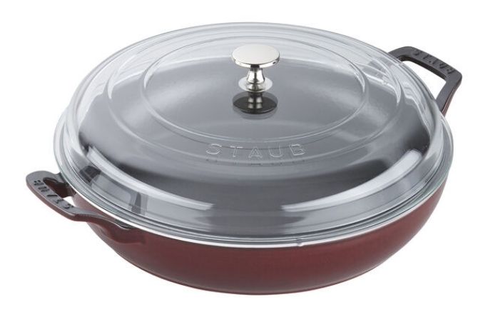 Staub | 3.5 qt Cast Iron Braiser With Glass Lid - Grenadine