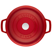 Staub 5 Qt Deep Round Cocotte - Grenadine, ideal for cooking larger meals, features tall design for efficient stovetop use, perfect for slow-cooking and braising.