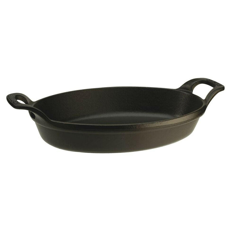 Staub Cast-Iron Oval Baking Dishes, 11 x 8, feature durable enameled cast iron ideal for browning and braising, enhancing any kitchen's functionality and style.