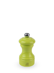 Peugeot | Bistro Pepper Mill, Green Pistachio: A classic lime-green pepper grinder with a metal knob for grind adjustment, embodying French style with a durable steel mechanism.
