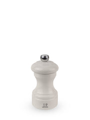 Peugeot | Bistro Salt Mill, Ivory: Classic beech wood grinder with Peugeot lion logo and chrome knob, featuring a steel mechanism for grinding salt crystals.