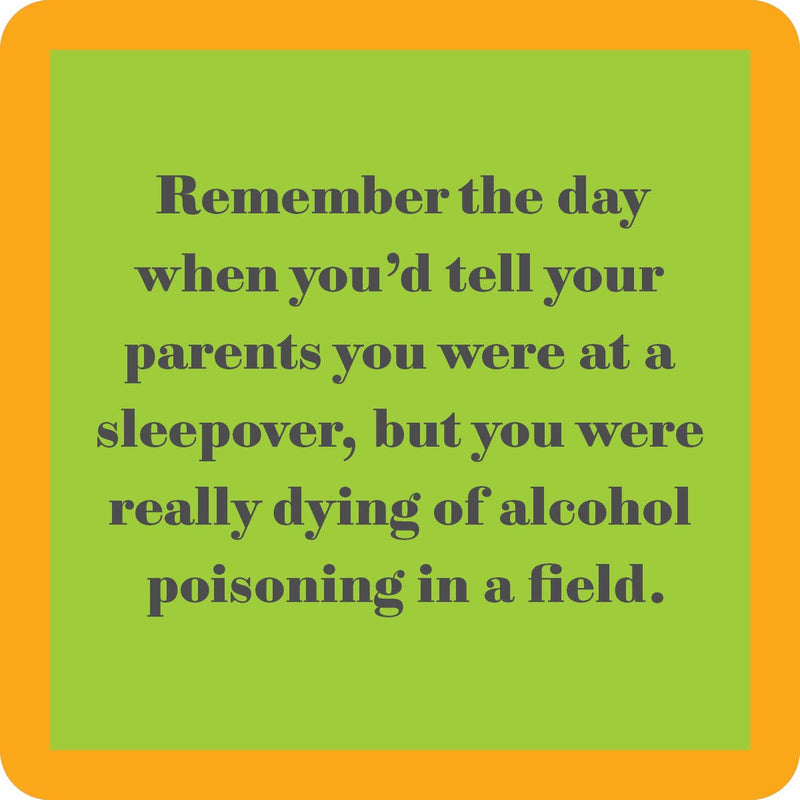 Drinks on Me - COASTER Alcohol Poisoning: A witty coaster for home bars, perfect for adding humor and protecting surfaces in a kitchen or bar setting.