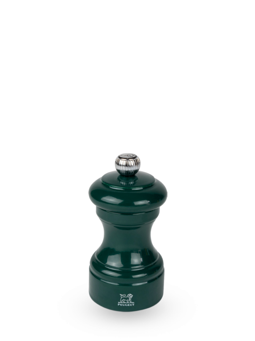 Peugeot | Bistro Pepper Mill in Forest Green, a sleek tabletop grinder for fresh pepper, featuring adjustable grind size, crafted from sustainably sourced wood.