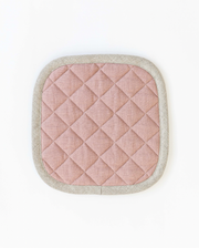 MagicLinen - Linen pot-holder with quilted detailing and a white border, designed for heat protection in the kitchen, featuring a convenient hanging loop.