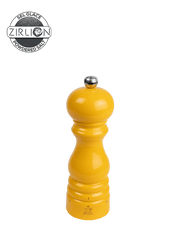Peugeot | Paris U'Select Saffron Salt Mill, 7 inches, featuring a bright yellow design, chrome adjustment knob, and Peugeot lion emblem, perfect for precision seasoning.