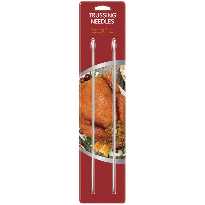 Harold Imports | Trussing Needles: A box containing trussing needles, featuring an image of a turkey, ideal for preparing and presenting poultry dishes.