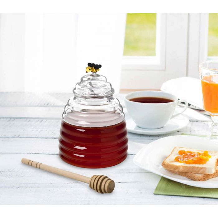 Glass Honey Jar + Lid and Dipper