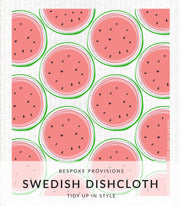 Bespoke Provisions - Watermelon Swedish Dishcloth featuring vibrant watermelon illustrations, made from biodegradable materials for effective cleaning.