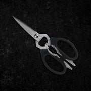 Messermeister - Take-Apart Kitchen Scissors - 8: Red, featuring black handles and multifunctional design for versatile kitchen tasks, suitable for both left and right-handed users.