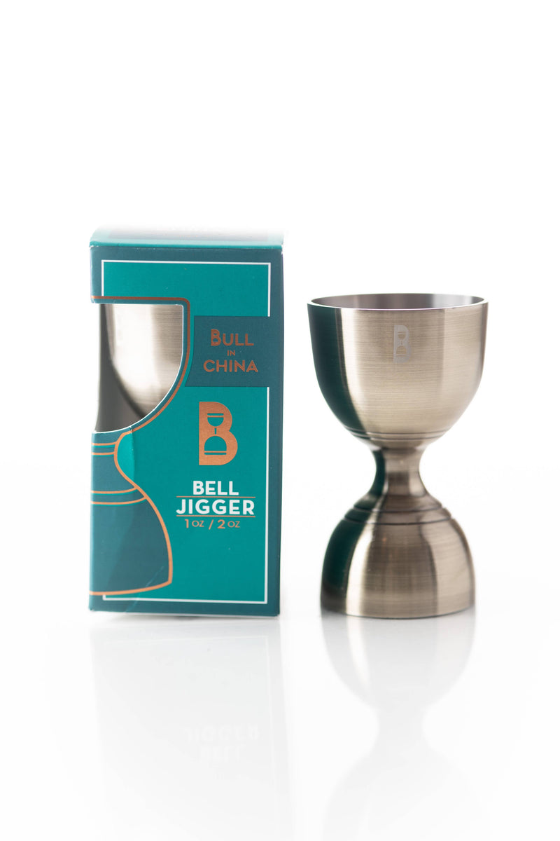 Bull in China | Bell Jiggers - Silver, ergonomic metal jigger with internal markings for precise cocktail measurements, ideal for home bars or professional use.