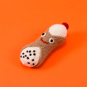 Ware of the Dog - Hand Knit Cannoli Dog Toy, crafted from 100% lambswool with natural dyes, features a squeaker and supports fair-trade employment in Nepal.