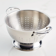 Hestan Provisions | Stainless Steel Colanders, 5 Quart featuring sturdy handles and a raised base, ideal for efficient straining in any Athens Cooks kitchen setup.