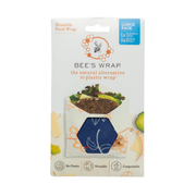 Bee's Wrap - Lunch 3 Pack - Botanical packaging, showcasing a reusable, compostable food-wrap set as a sustainable alternative to plastic, featuring sandwich and medium wraps.