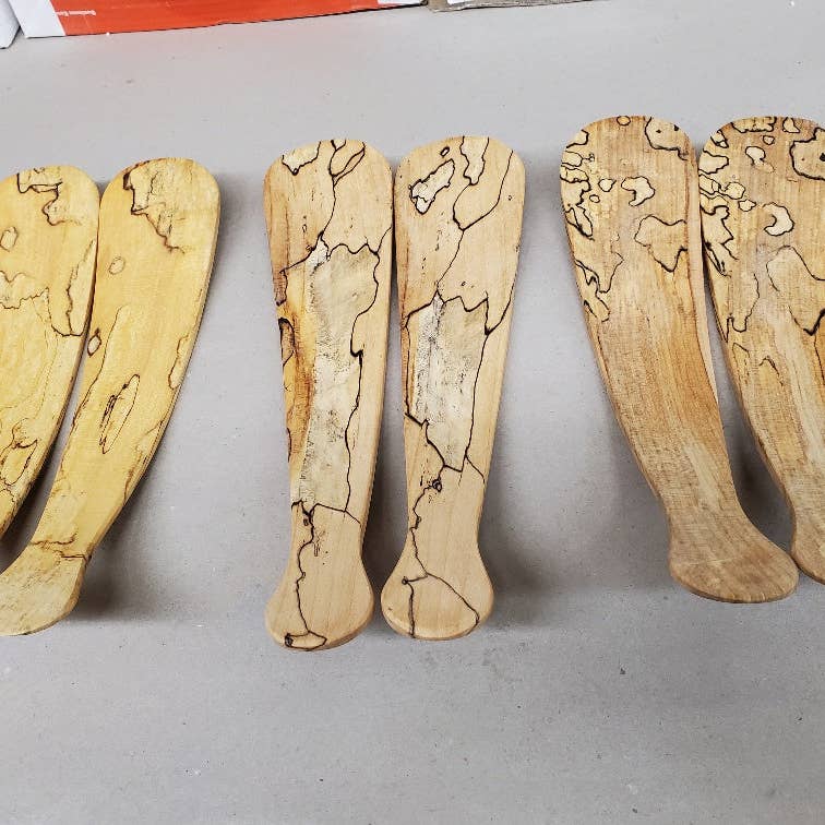 Petermans Boards and Bowls | Large Spalted Maple Salad Tossers (11.5" Pair)