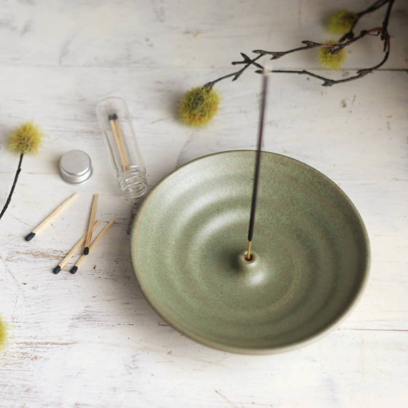 Gravesco Pottery - Incense Burner elegantly holds incense with scattered matches, reflecting Athens Cooks' commitment to quality kitchen and home accessories.