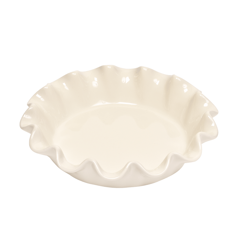 Emile Henry | Deep Ruffled Pie Dish, Clay, featuring a fluted rim, ideal for baking pies with a rustic, handcrafted aesthetic.