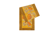 Caravan Home - Pumpkin Orange/Mustard Runner, 16 x 90: A handprinted linen with pumpkins and leaves, perfect for adding seasonal charm to a fall table setting.