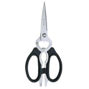 Messermeister - Take-Apart Kitchen Scissors - 8: Red, featuring versatile black handles, ideal for left and right-handed users with multiple kitchen tool functions.