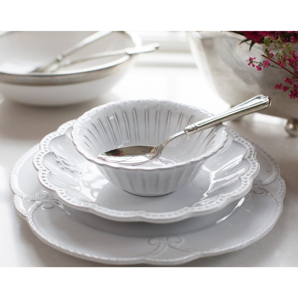 Arte Italica & Crown Linen Designs Bella Bianca Beaded Cereal Bowl