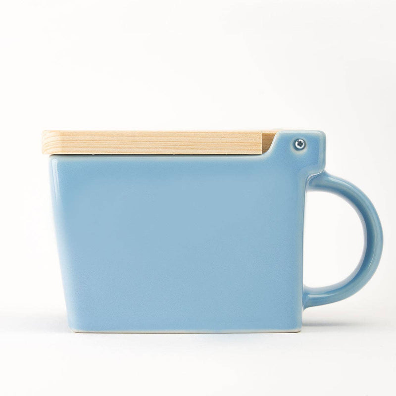 Zero Japan | Bee House Ceramic Salt Box With Wooden Lid & Dehumidifying Measuring Spoon, Ocean Blue