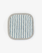 MagicLinen - Linen pot-holder in Striped in Blue, featuring a quilted design with heat-insulating padding, perfect for protecting hands in the kitchen.