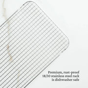 Hestan Provisions | OvenBond Tri-Ply Bakeware, Medium Rack Only: Stainless steel wire-grid rack for roasting and cooling, fits medium sheet pan, dishwasher safe.