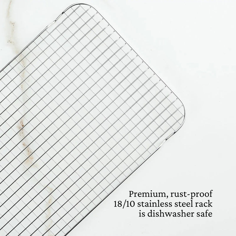 Hestan Provisions | OvenBond Tri-Ply Bakeware, Medium Rack Only: Stainless steel wire-grid rack for roasting and cooling, fits medium sheet pan, dishwasher safe.