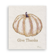 French Graffiti Gold Pumpkin White Guest Towel, showcasing elegant hemstitching, ideal for adding sophistication to your kitchen or dining space.