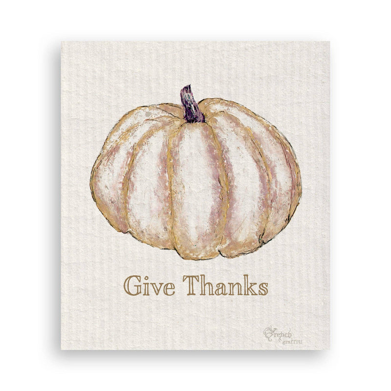 French Graffiti Gold Pumpkin White Guest Towel, showcasing elegant hemstitching, ideal for adding sophistication to your kitchen or dining space.