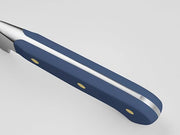 Wüsthof Classic 7 Hollow Edge Santoku Wild Blueberry knife, featuring a sleek silver handle and precision-crafted blade, ideal for culinary tasks.