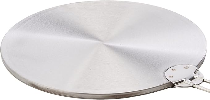 Mauviel | M'PLUS Induction Interface Disc, a durable silver metal disc designed for even heat distribution on induction cooktops, enhancing traditional cookware's efficiency.