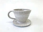RachaelPots - Coffee Pour Over Cone W/Handle: Yellow, hand-thrown ceramic dripper with speckled-gray finish, fits most mugs, microwave and dishwasher safe, crafted in Brooklyn.