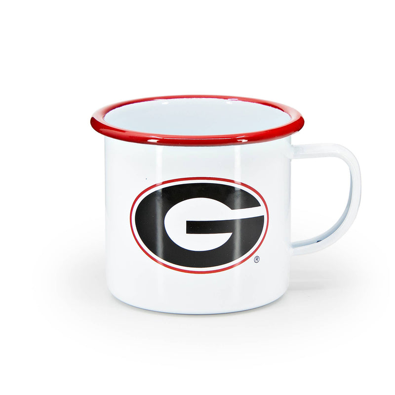 Crow Canyon Home | U of Georgia Enamelware 16oz Mug, Red Rim