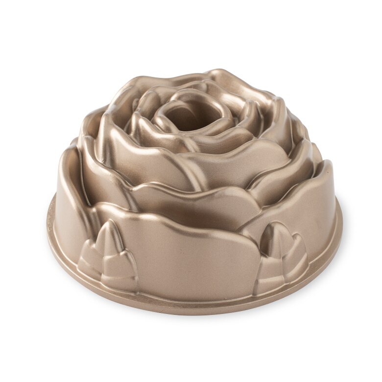 Nordic Ware | Rose Bundt® Pan, a heavy cast aluminum cake mold shaped like a rose, ensures even baking and crisp detailing for beautiful, easy-release cakes.