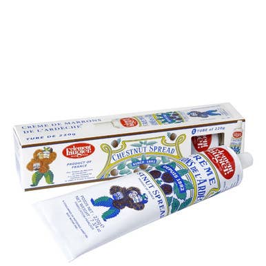 The French Farm - Clement Faugier Chestnut Paste in Tube 7.76oz with outer carton, ideal for desserts, baking, or spreading on pastries.