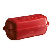 Emile Henry Loaf Bread Baker in Burgundy, displaying its domed lid and ridged base for artisan-style, crusty bread baking at home.