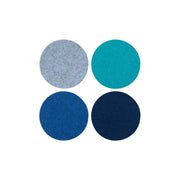 Graf Lantz - Bierfilzl Merino Wool Felt Round Coaster Multi 4 Pack: Ocean, featuring four blue wool felt circles, ideal for stylish surface protection.