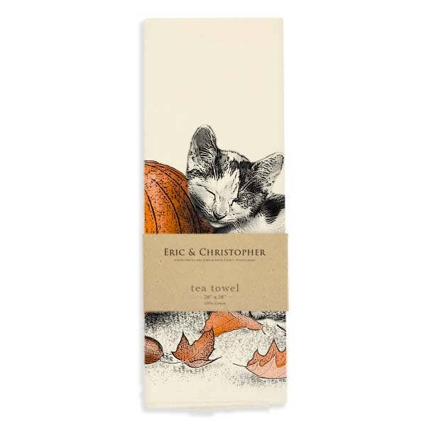 Eric & Christopher - Kitten Pumpkin Tea Towel - "Kiki".